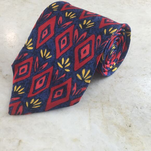 PRINCIPLES FOR MEN  BLUE RED YELLOW ALL SILK NECKTIE - Picture 10 of 12